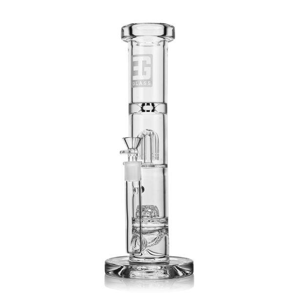 EG Glass 12inch Water Wheel Double Perc Thick Straight Tube